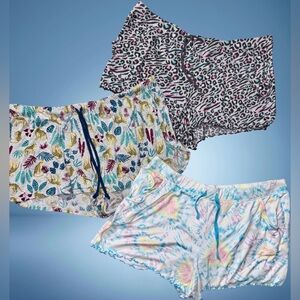3-Pack Pajama Lounge Shorts - Pastel Tie-Dye, Tropical Cheetah & Gray Leopard